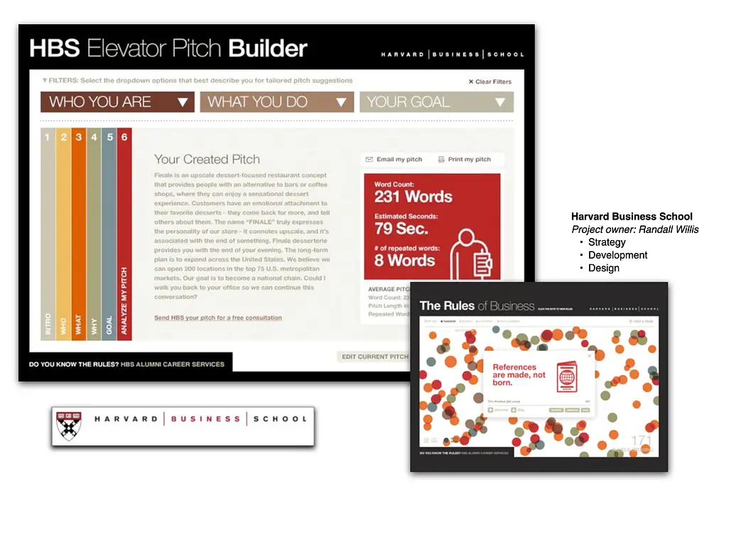 Harvard Business School — HBS Elevator Pitch Builder and The Rules of Business